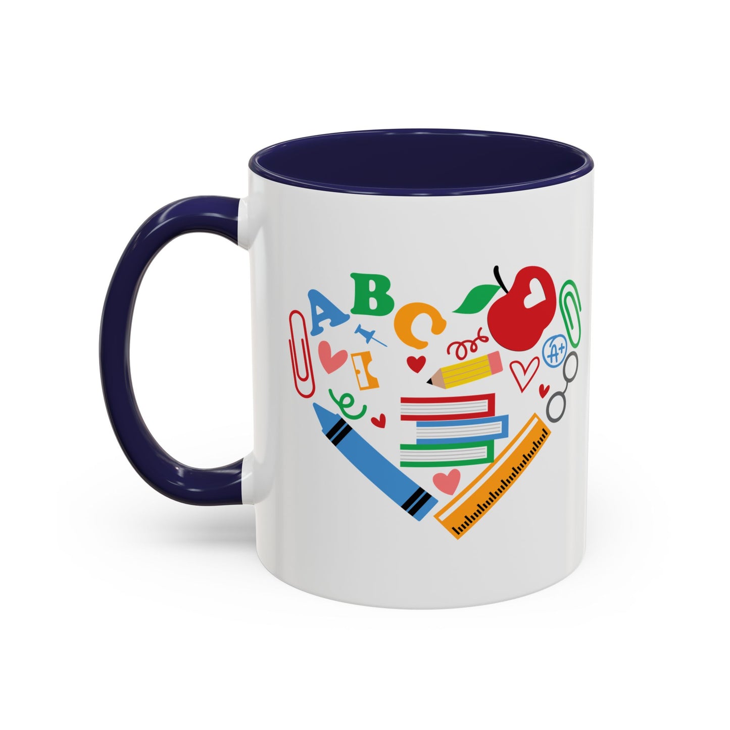 Back to School Teacher's Heart Coffee Mug - Colorful Classroom Design