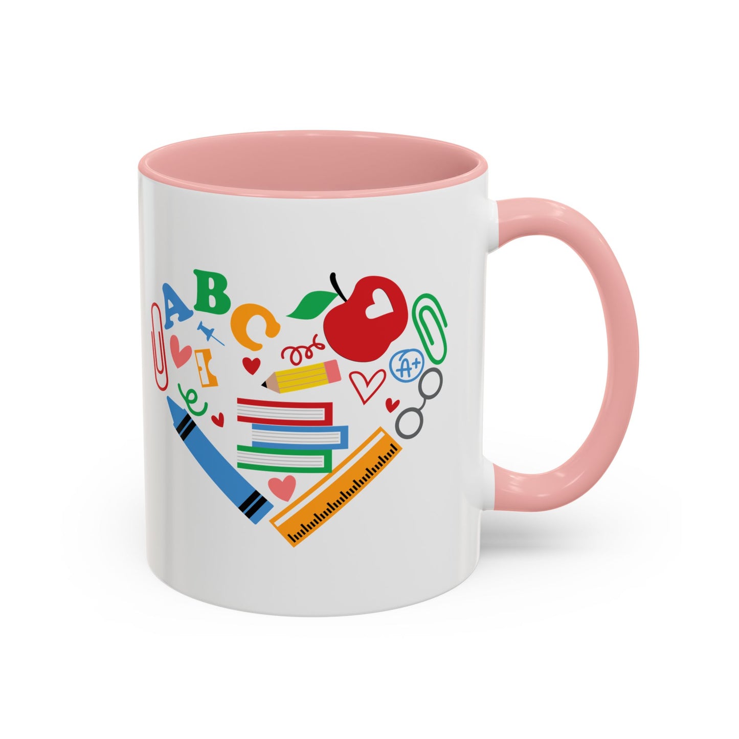Back to School Teacher's Heart Coffee Mug - Colorful Classroom Design