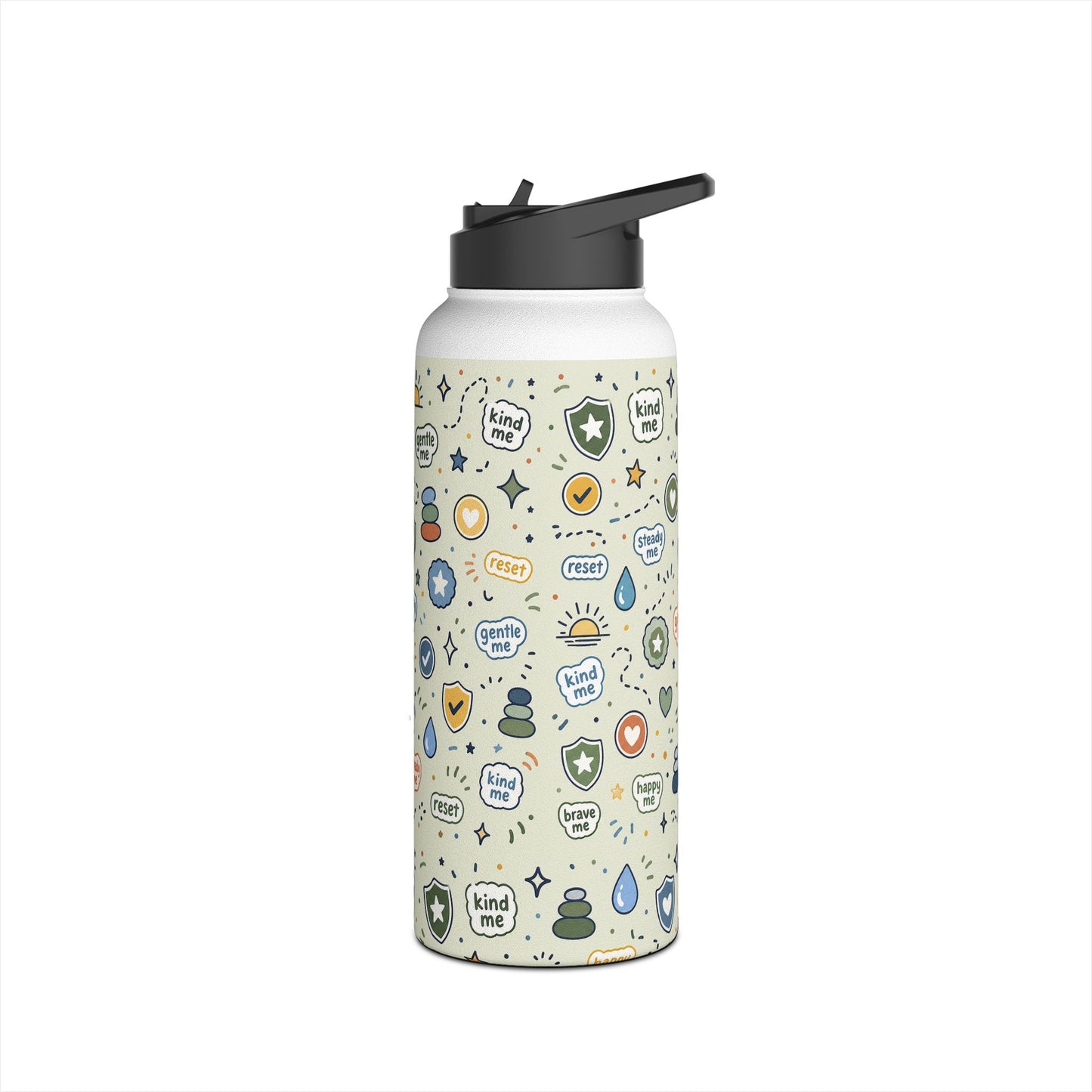 Positive Affirmation Pattern - Stainless Steel Water Bottle