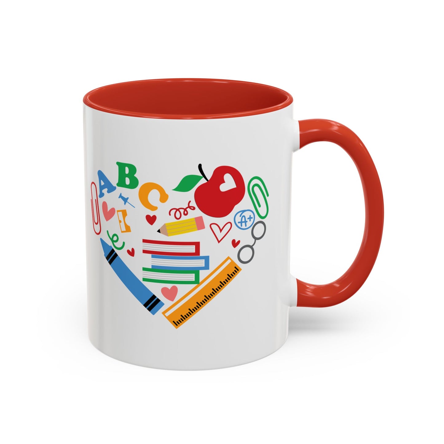 Back to School Teacher's Heart Coffee Mug - Colorful Classroom Design