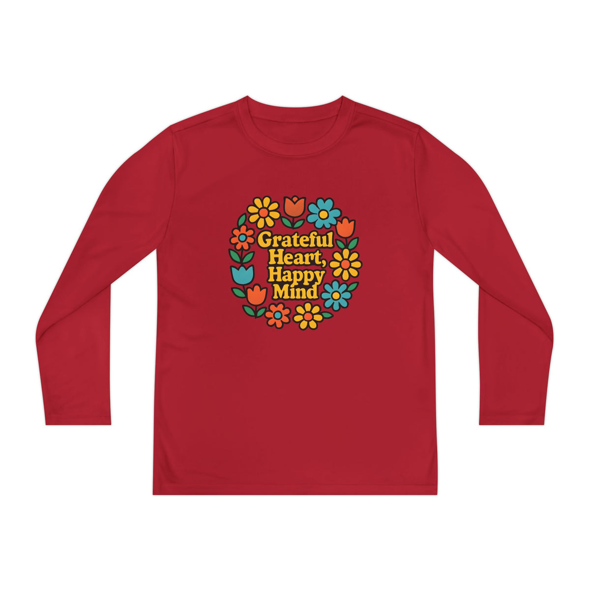 Grateful Heart Happy Mind – Kids Active Long Sleeve T-Shirt