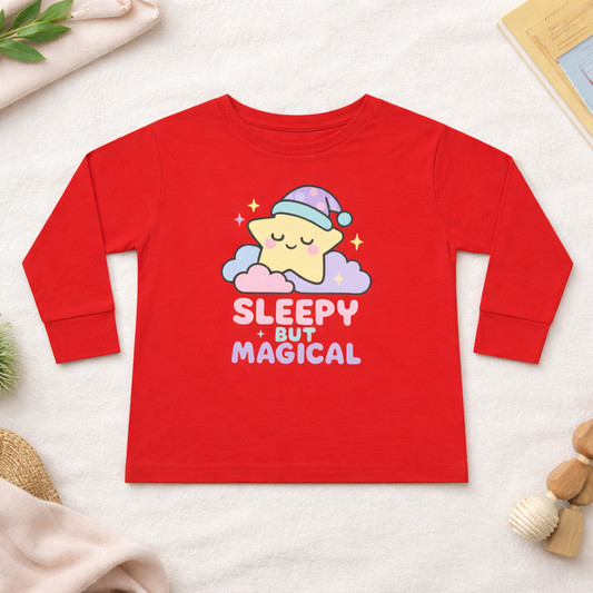 Sleepy But Magical - Toddler Soft Long Sleeve T-Shirt
