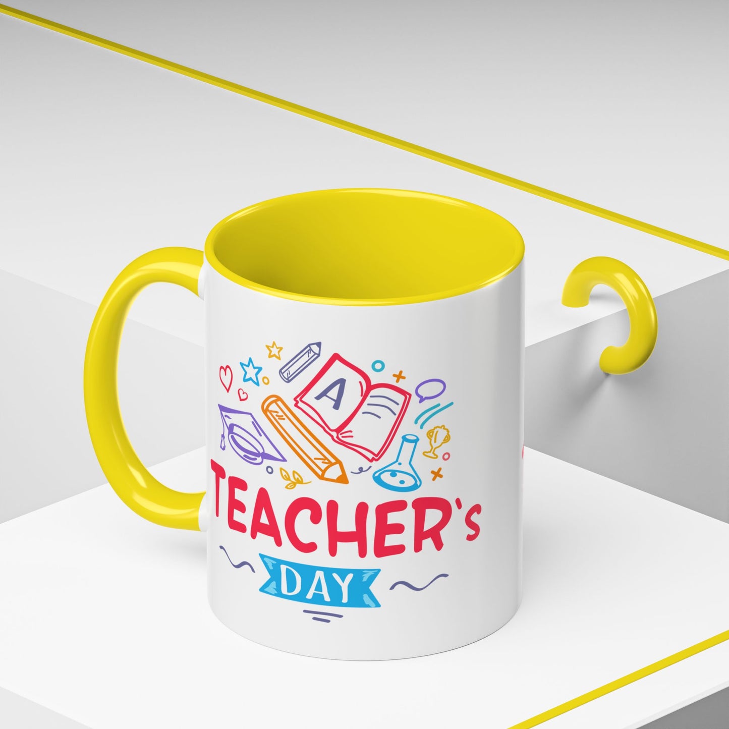 Teacher's Day Accent Coffee Mug - Celebrate Educators with Colorful Designs