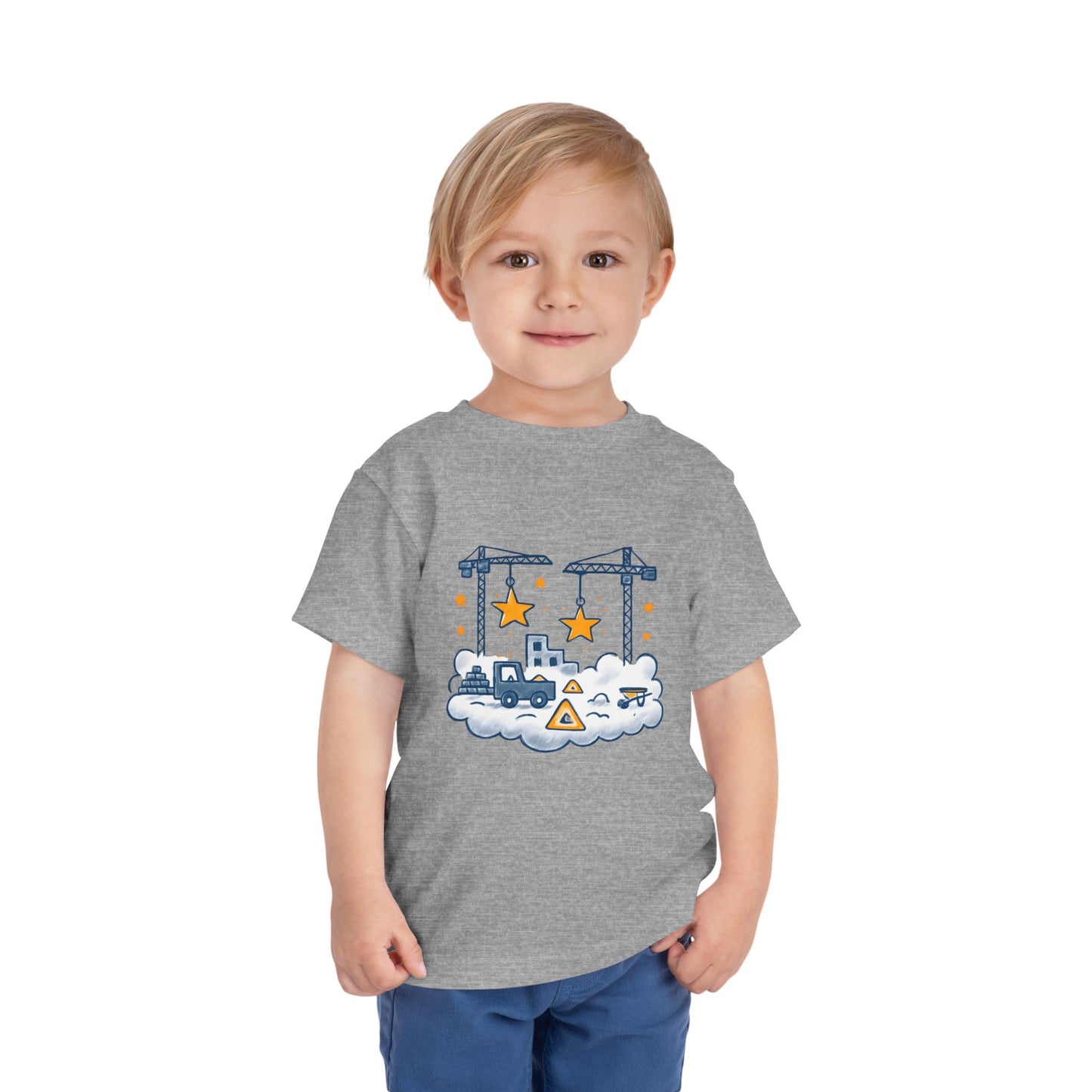 Construction Crane Stars Nursery Shirt – Toddler Soft Cotton T-Shirt