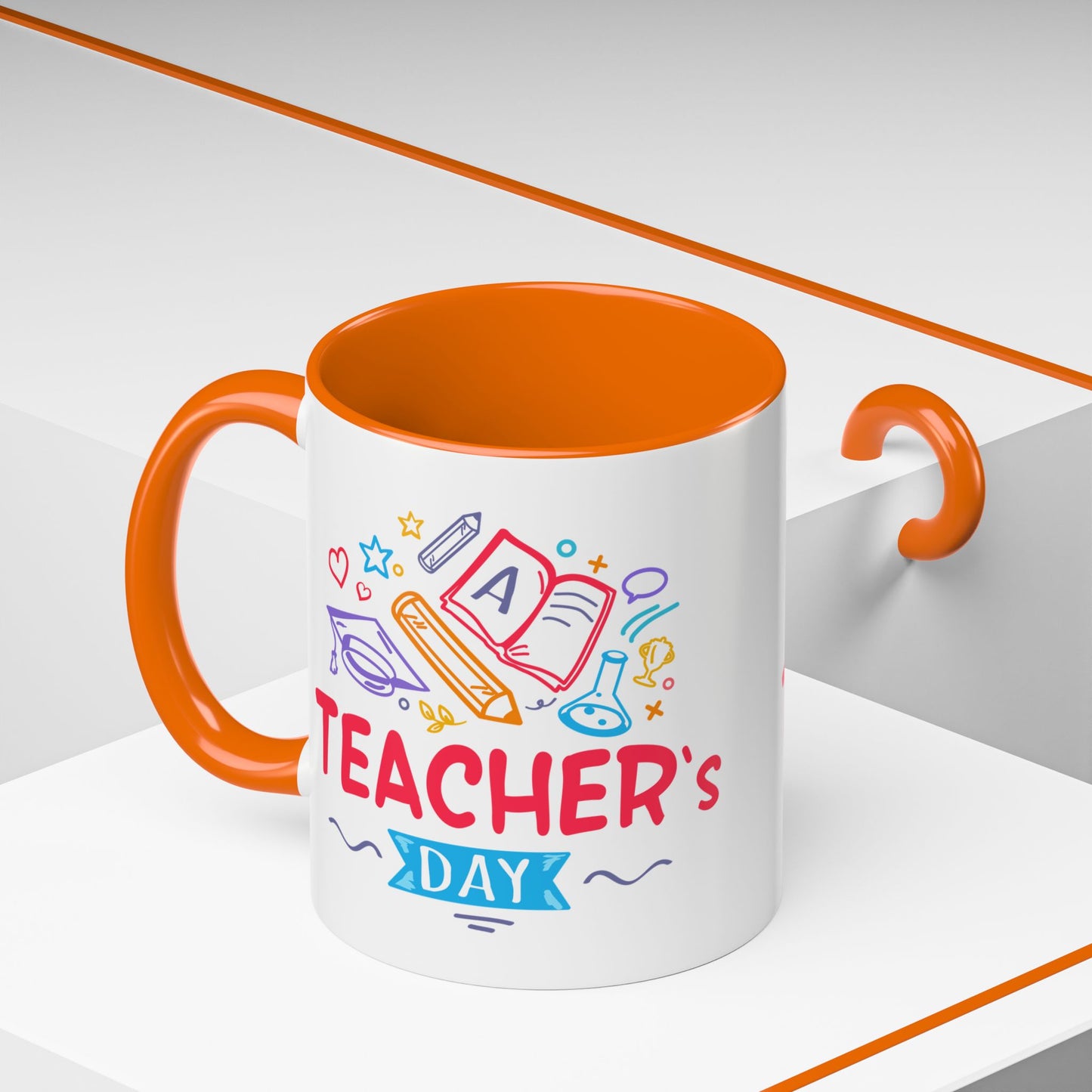 Teacher's Day Accent Coffee Mug - Celebrate Educators with Colorful Designs