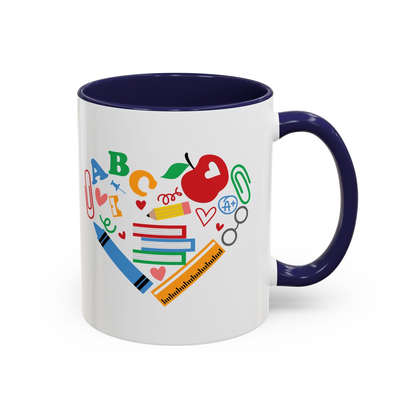 Back to School Teacher's Heart Coffee Mug - Colorful Classroom Design