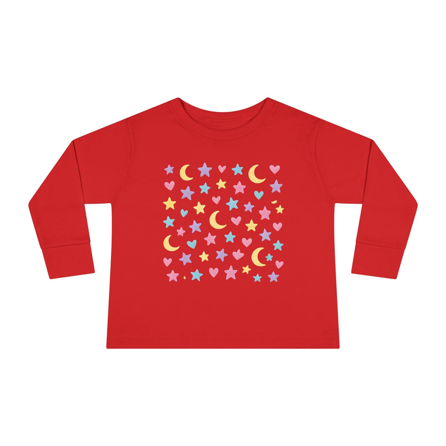 Pastel Stars, Moons & Hearts – Toddler Soft Long Sleeve T-Shirt