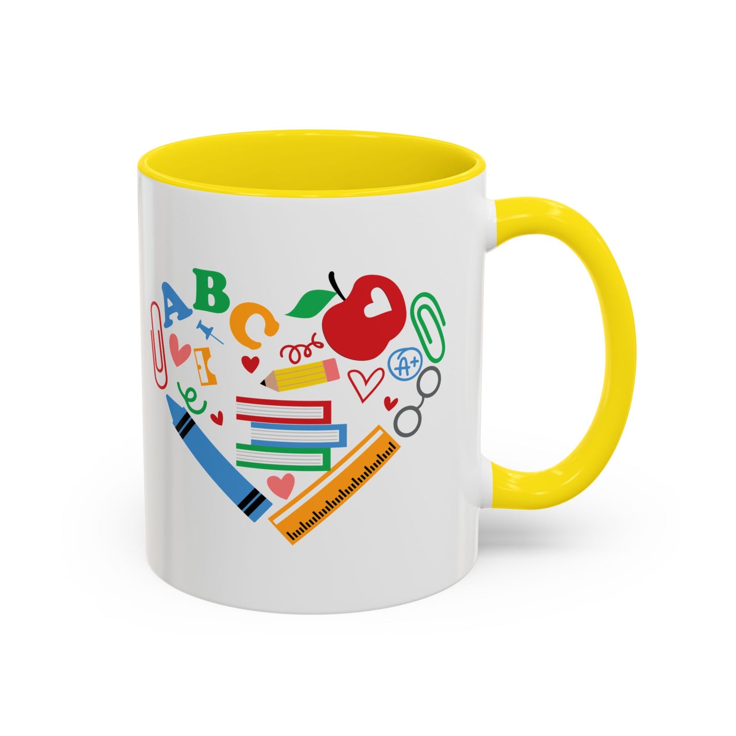 Back to School Teacher's Heart Coffee Mug - Colorful Classroom Design