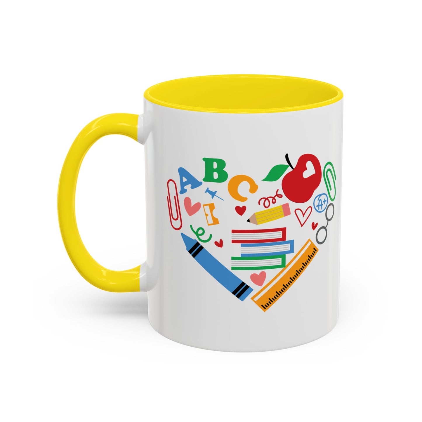 Back to School Teacher's Heart Coffee Mug - Colorful Classroom Design