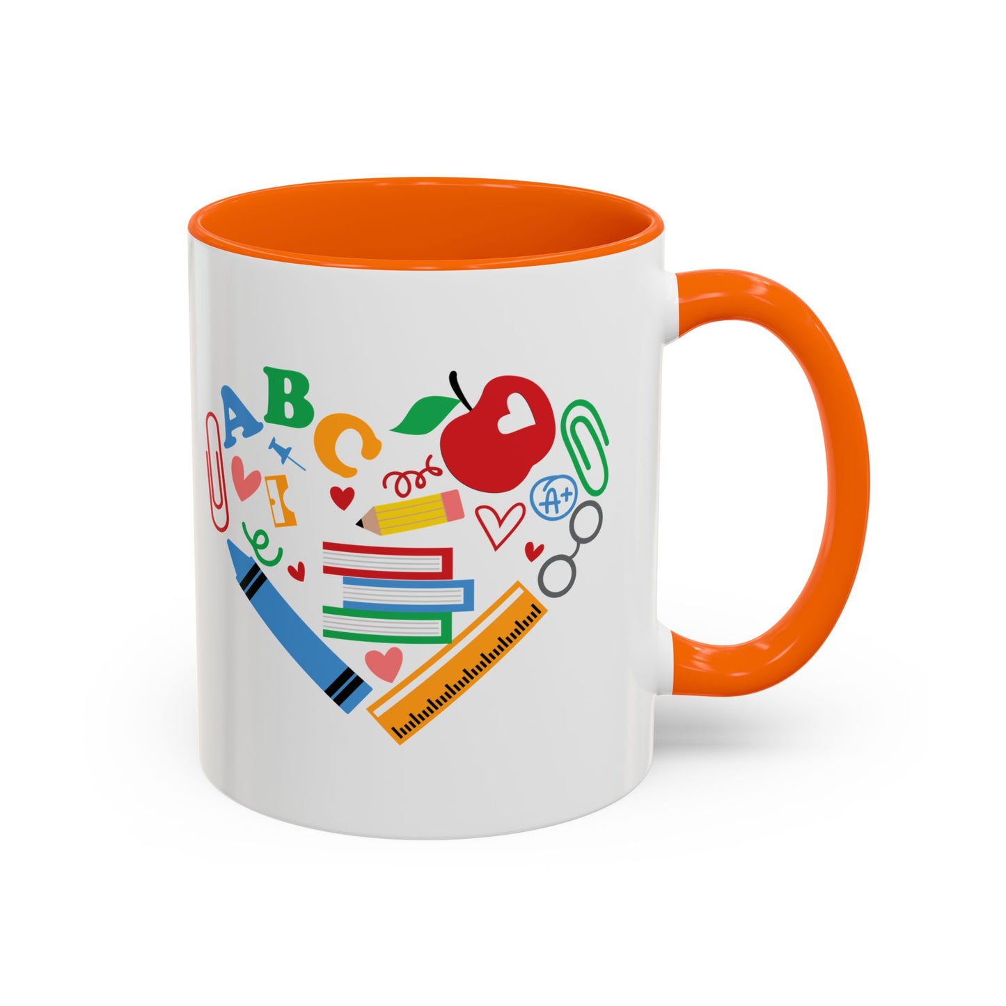 Back to School Teacher's Heart Coffee Mug - Colorful Classroom Design