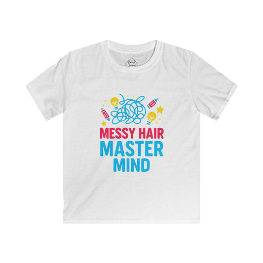 Messy Hair Mastermind - Kids Soft Cotton T-Shirt