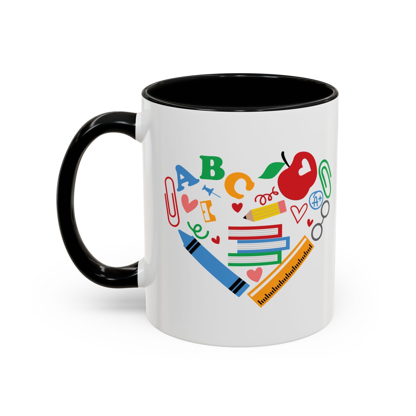 Back to School Teacher's Heart Coffee Mug - Colorful Classroom Design