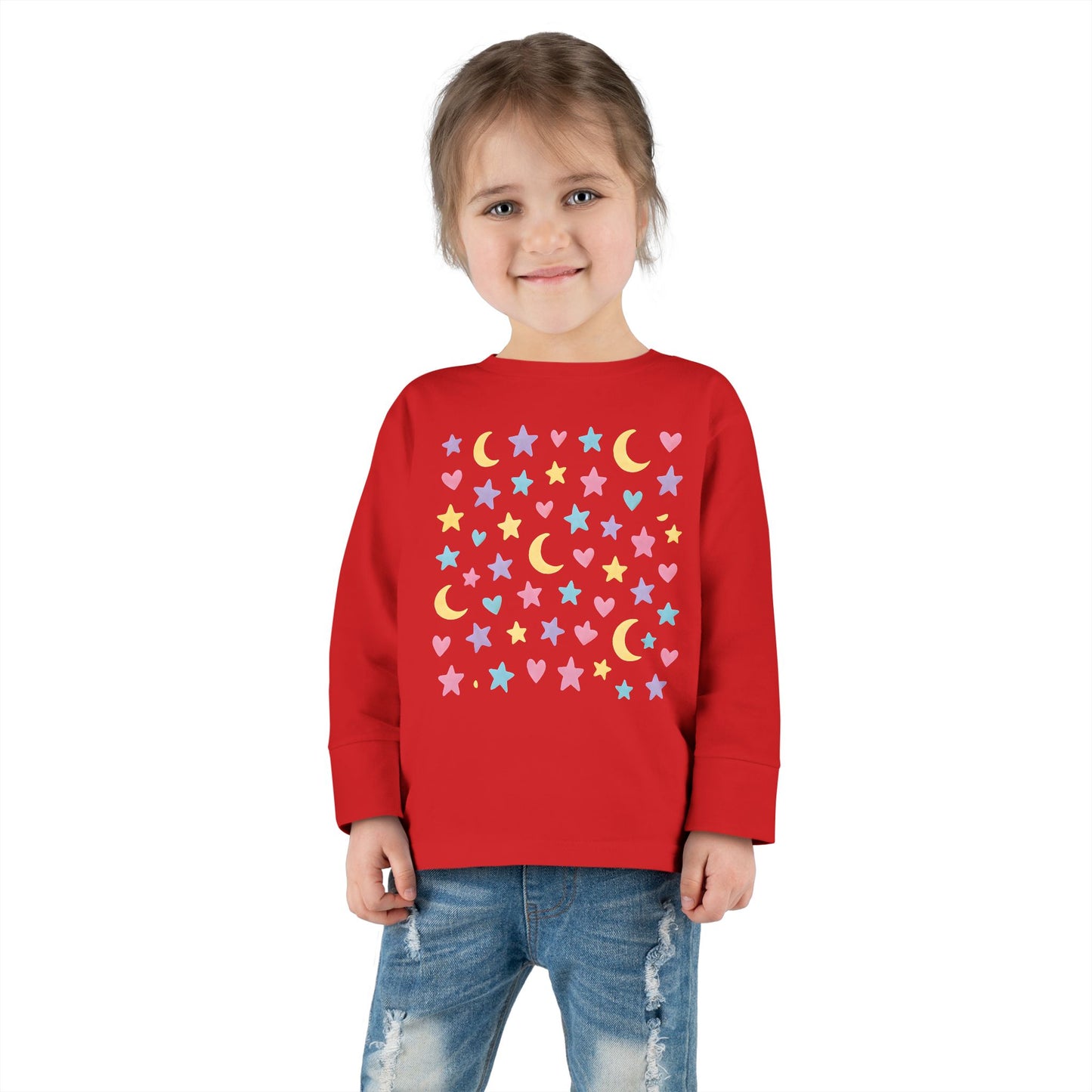 Toddler Pastel Stars, Moons & Hearts Long Sleeve Tee