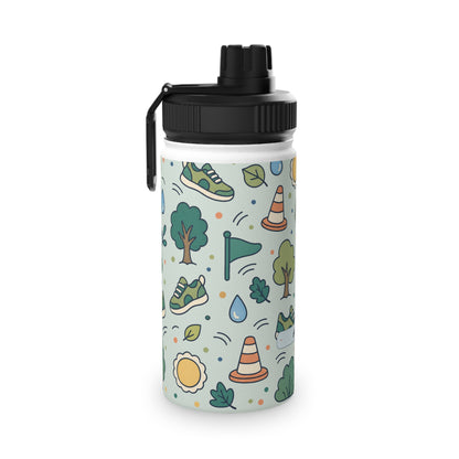 Outdoor Pattern Stainless Steel Water Bottle — Adventure Run & Trees Sports Lid
