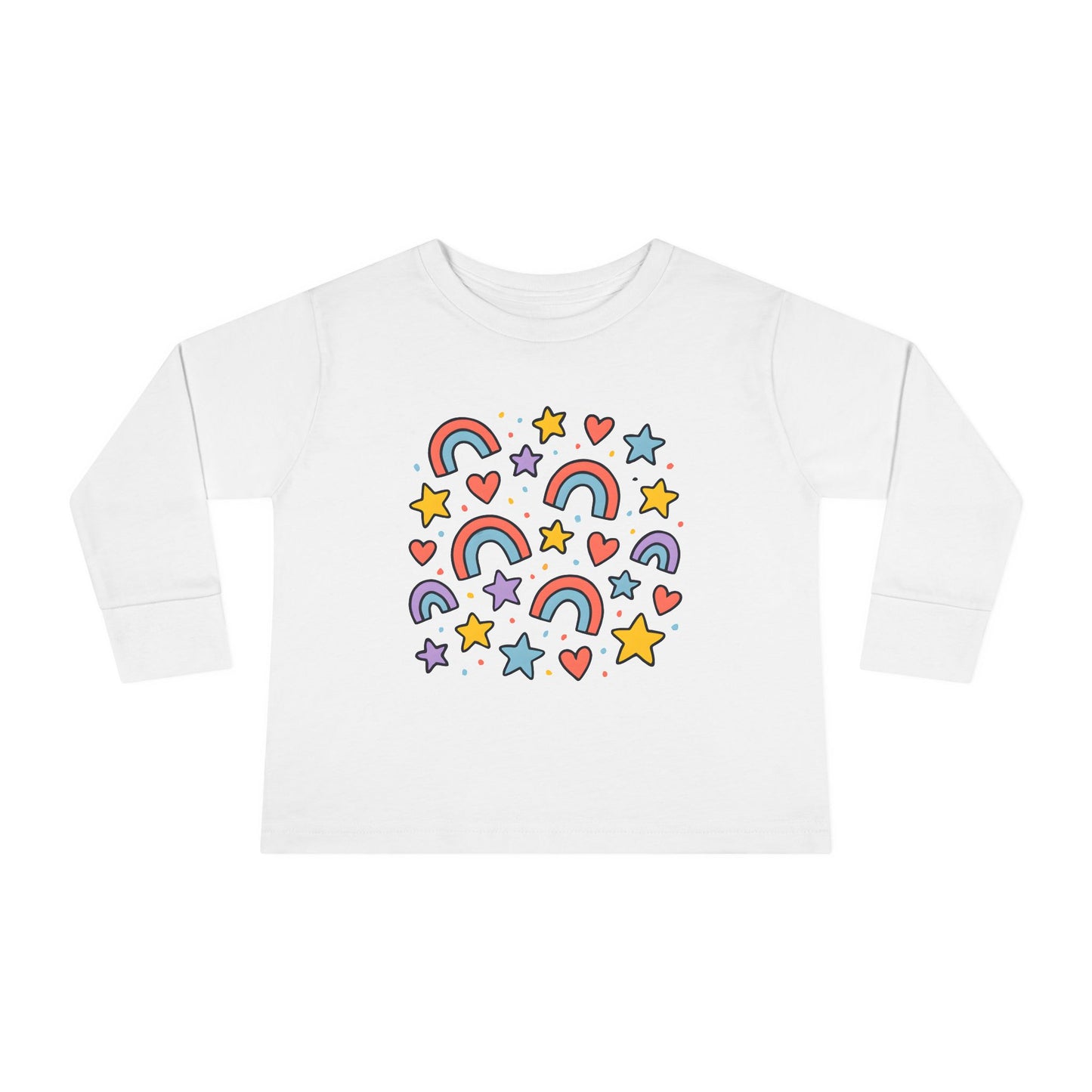 Toddler Cute Rainbow, Stars & Hearts Long Sleeve Tee