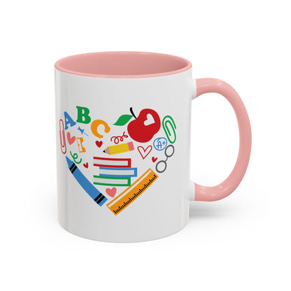 Back to School Teacher's Heart Coffee Mug - Colorful Classroom Design