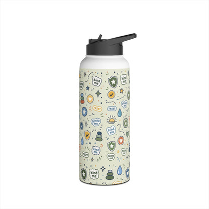 Positive Affirmation Pattern - Stainless Steel Water Bottle