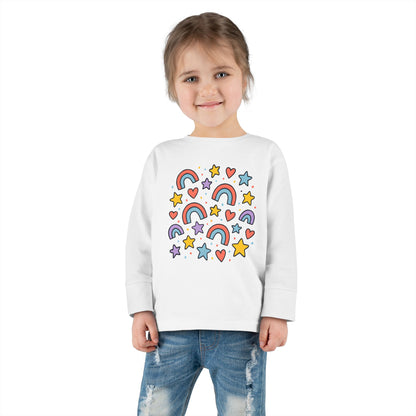 Toddler Cute Rainbow, Stars & Hearts Long Sleeve Tee