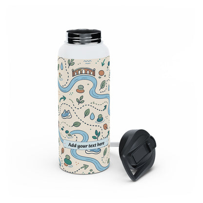 River Trail Stainless Steel Water Bottle — Customizable Scenic Hiking Design
