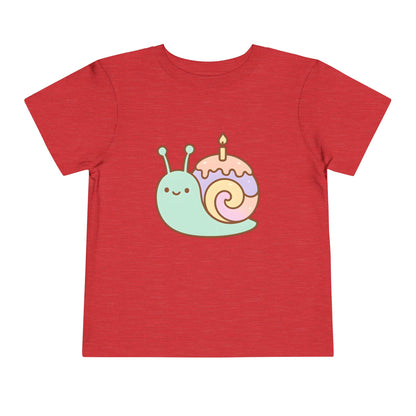 Cute Birthday Snail Graphic – Toddler Soft Cotton T-Shirt