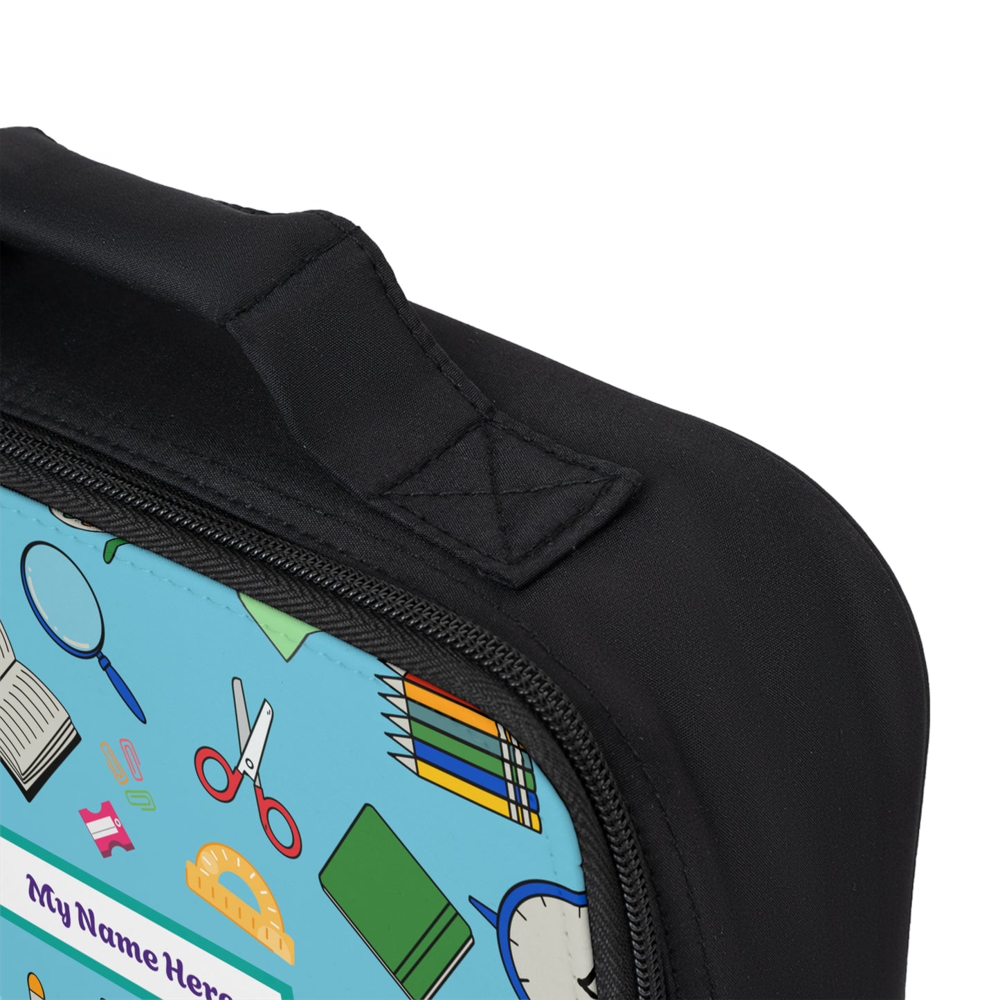 School Supplies Lunch Bag with Personalized Name Tag