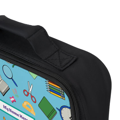 School Supplies Lunch Bag with Personalized Name Tag