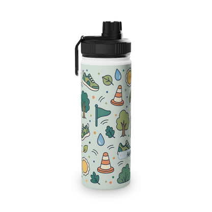 Outdoor Pattern Stainless Steel Water Bottle — Adventure Run & Trees Sports Lid
