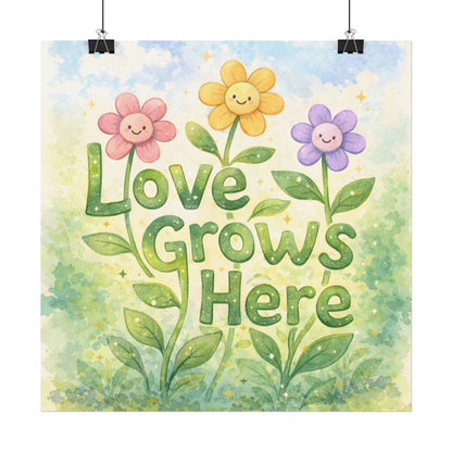 Love Grows Here - Textured Watercolor Matte Poster
