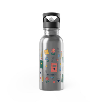 School Smiles - Stainless Steel Water Bottle with Straw 20oz