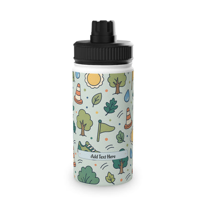 Outdoor Pattern Stainless Steel Water Bottle — Adventure Run & Trees Sports Lid
