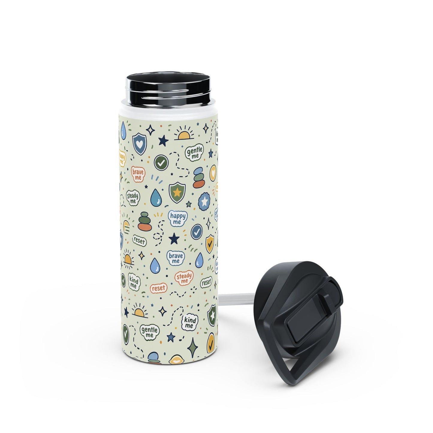 Positive Affirmation Pattern - Stainless Steel Water Bottle