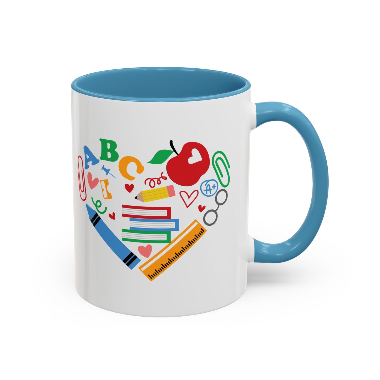 Back to School Teacher's Heart Coffee Mug - Colorful Classroom Design
