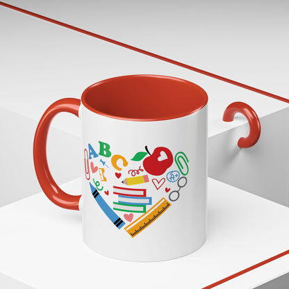 Back to School Teacher's Heart Coffee Mug - Colorful Classroom Design