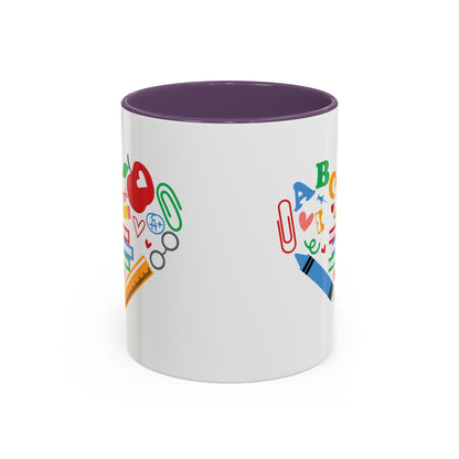 Back to School Teacher's Heart Coffee Mug - Colorful Classroom Design