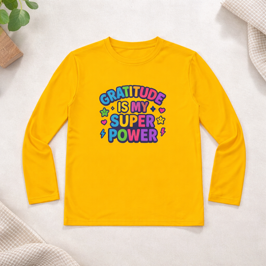 Gratitude Is My Super Power - Kids Active Long Sleeve T-Shirt