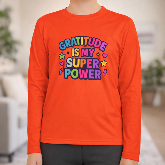 Gratitude Is My Super Power - Kids Active Long Sleeve T-Shirt