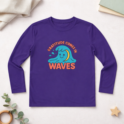 Gratitude Comes in Waves - Kids Active Long Sleeve T-Shirt