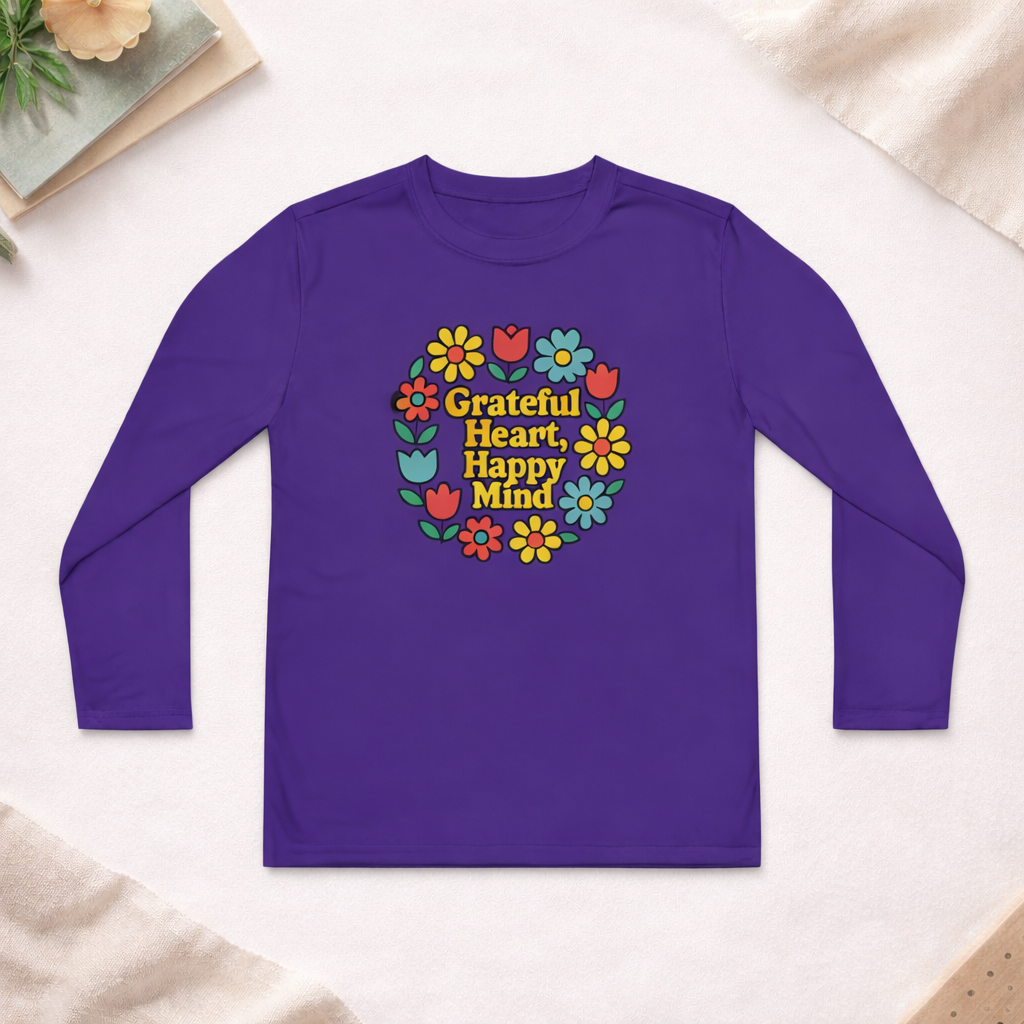Grateful Heart Happy Mind - Kids Active Long Sleeve T-Shirt