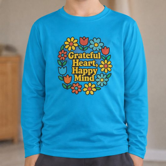 Grateful Heart Happy Mind - Kids Active Long Sleeve T-Shirt