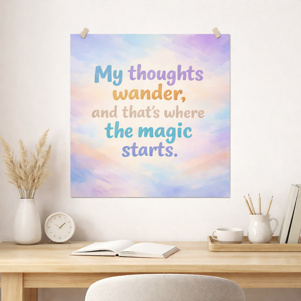 My thoughts wander - Textured Watercolor Matte Poster
