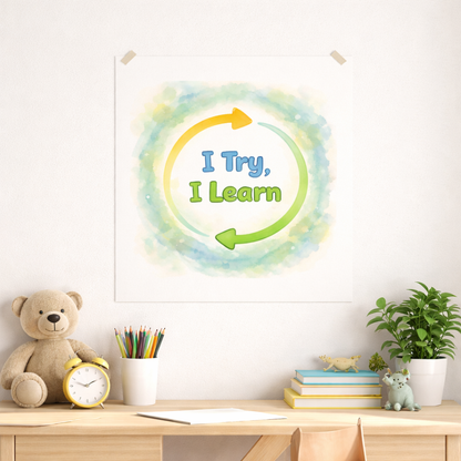I Try, I Learn - Textured Watercolor Matte Poster