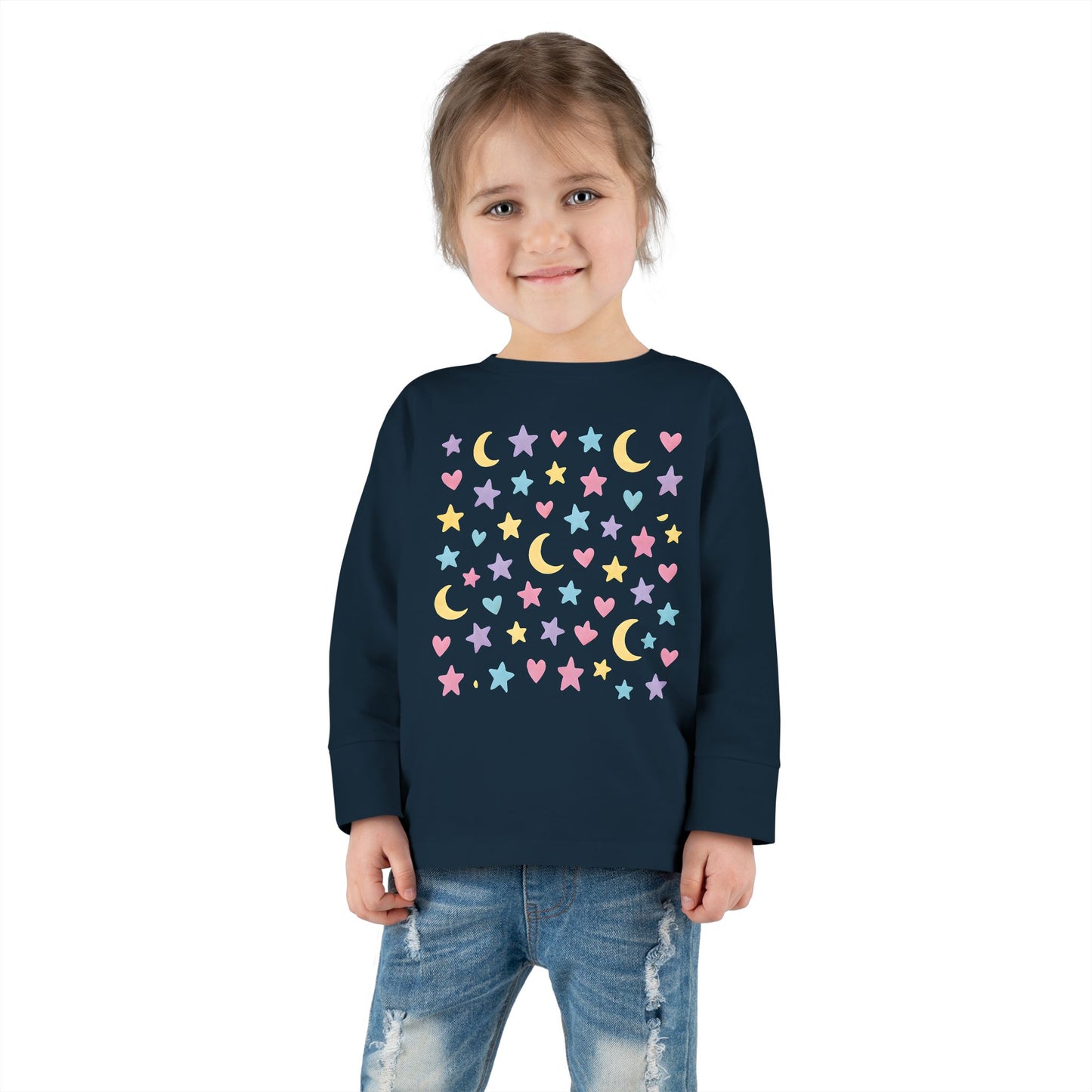 Toddler Pastel Stars, Moons & Hearts Long Sleeve Tee