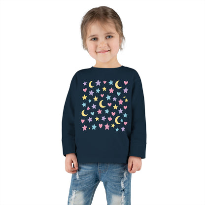 Toddler Pastel Stars, Moons & Hearts Long Sleeve Tee