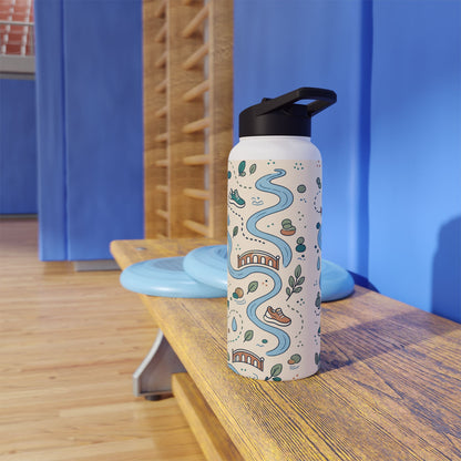 River Trail Stainless Steel Water Bottle — Customizable Scenic Hiking Design