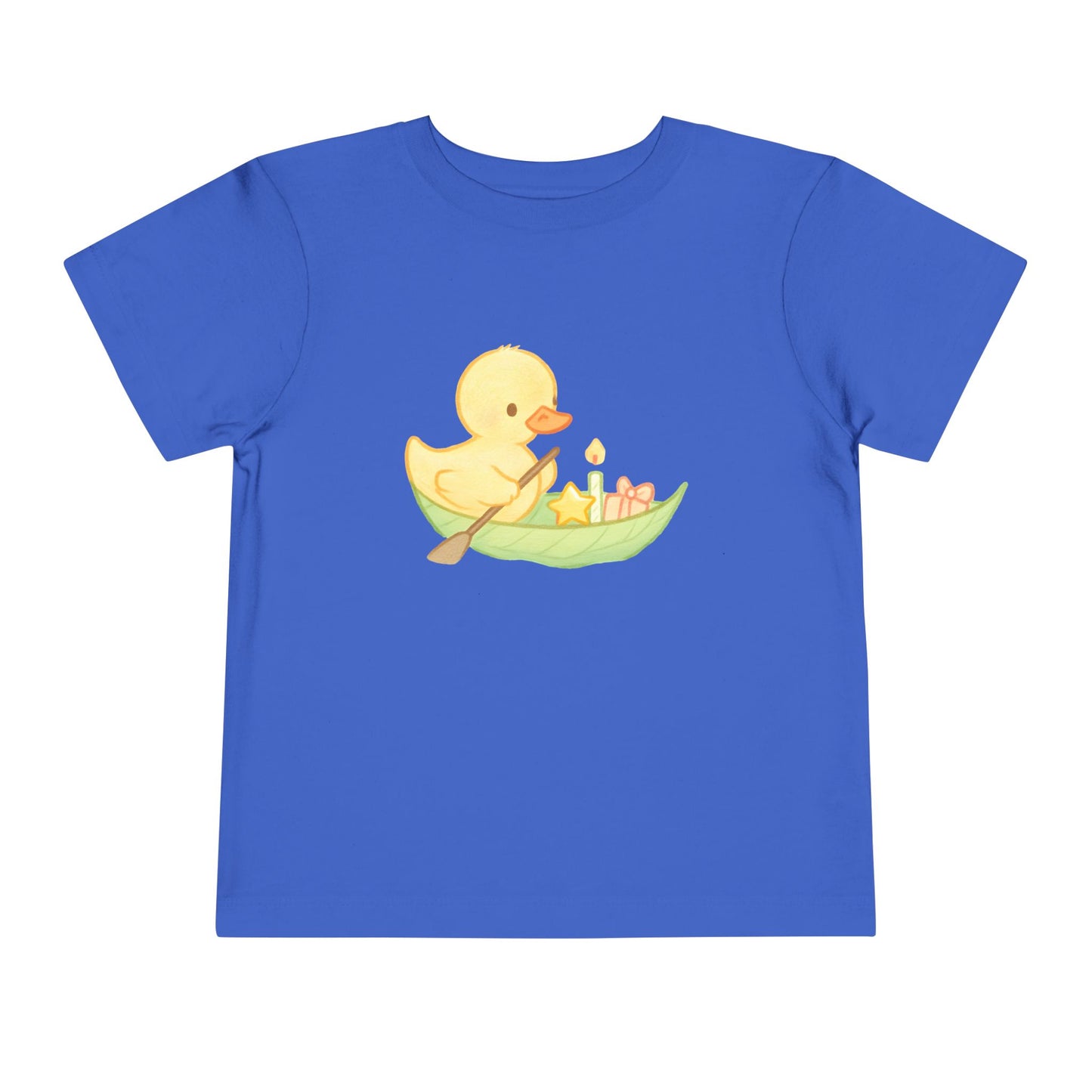 Cute Yellow Duck in Leaf – Toddler Soft Cotton T-Shirt