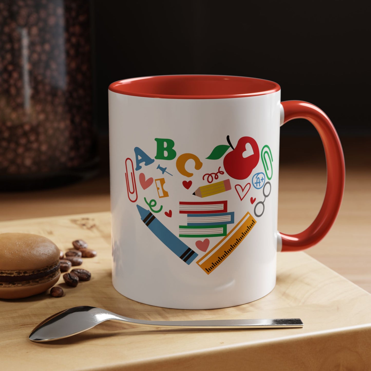 Back to School Teacher's Heart Coffee Mug - Colorful Classroom Design