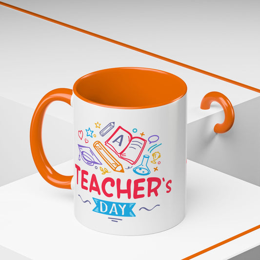 Teacher's Day Accent Coffee Mug - Celebrate Educators with Colorful Designs
