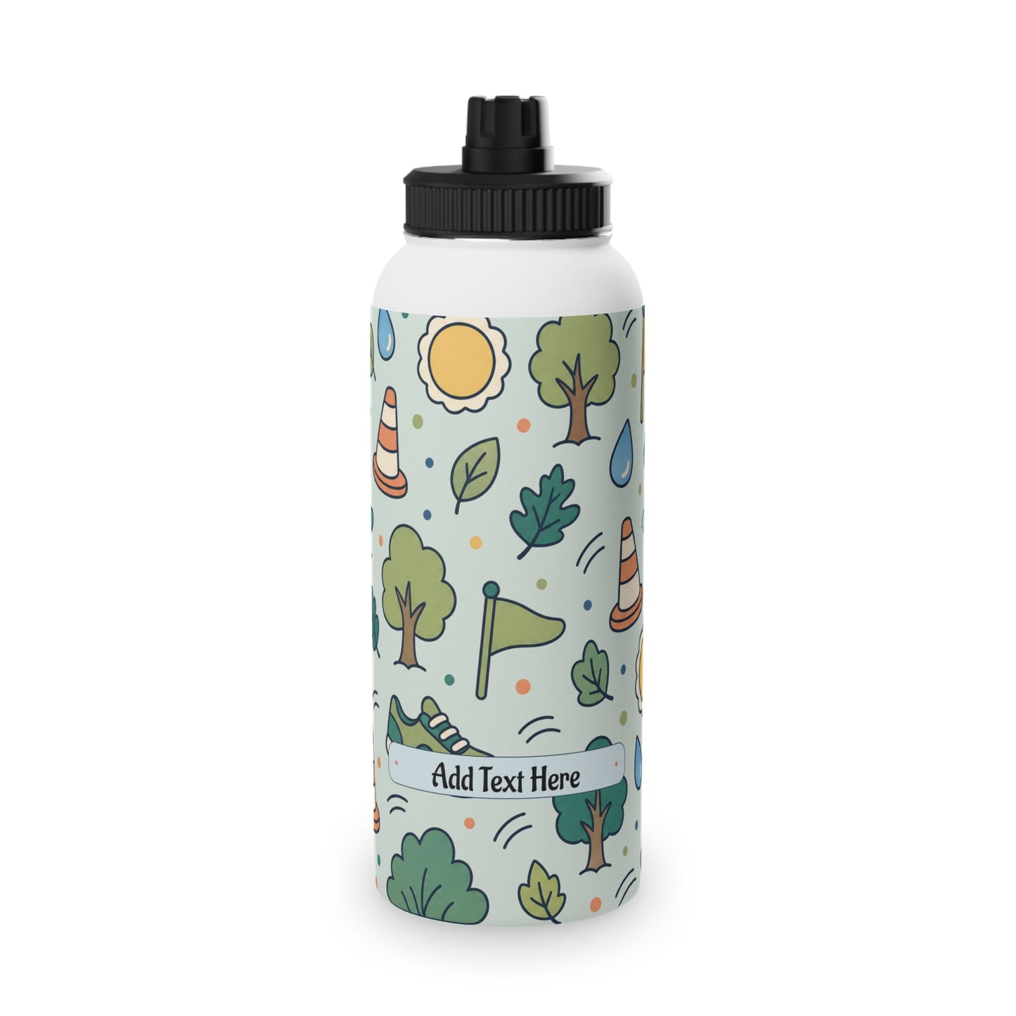 Outdoor Pattern Stainless Steel Water Bottle — Adventure Run & Trees Sports Lid