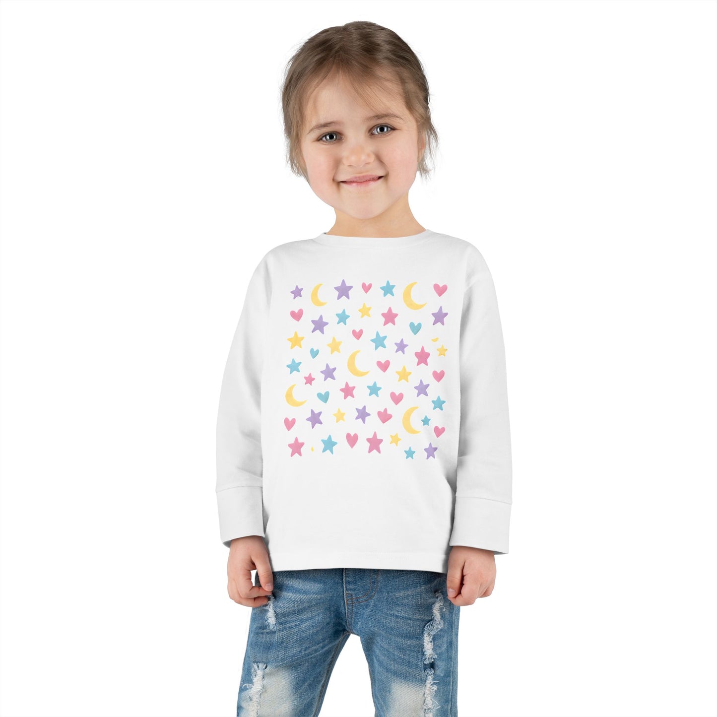 Toddler Pastel Stars, Moons & Hearts Long Sleeve Tee