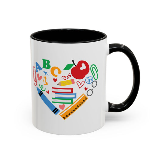 Back to School Teacher's Heart Coffee Mug - Colorful Classroom Design
